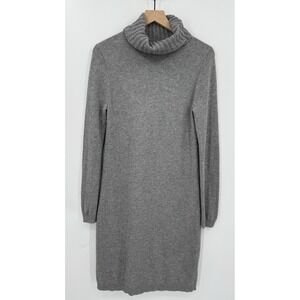 J Crew Sweater Dress Womens Small Gray Wool Blend Cowl Neck Preppy